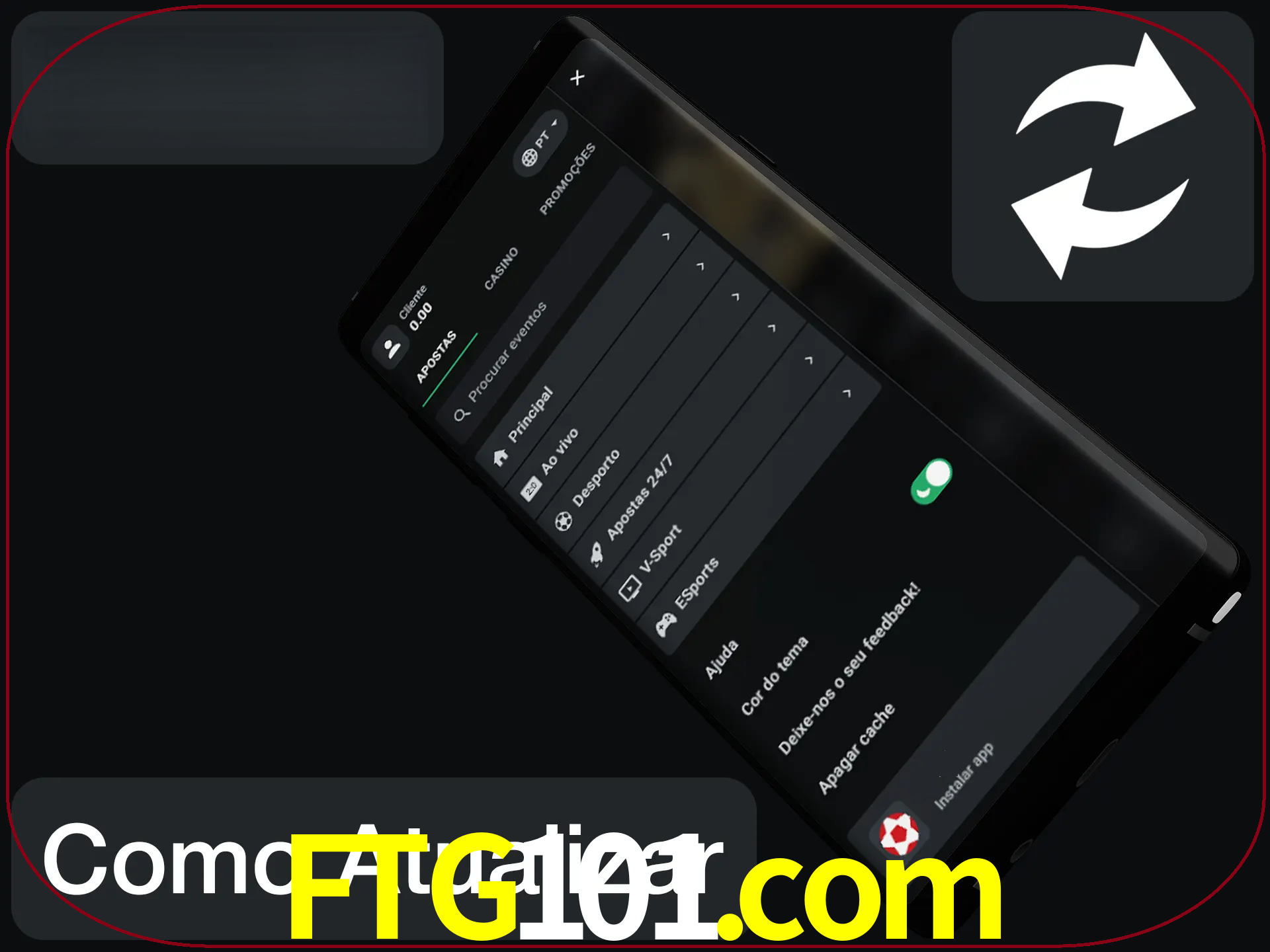 O aplicativo é atualizado automaticamente quando você faz o login.
