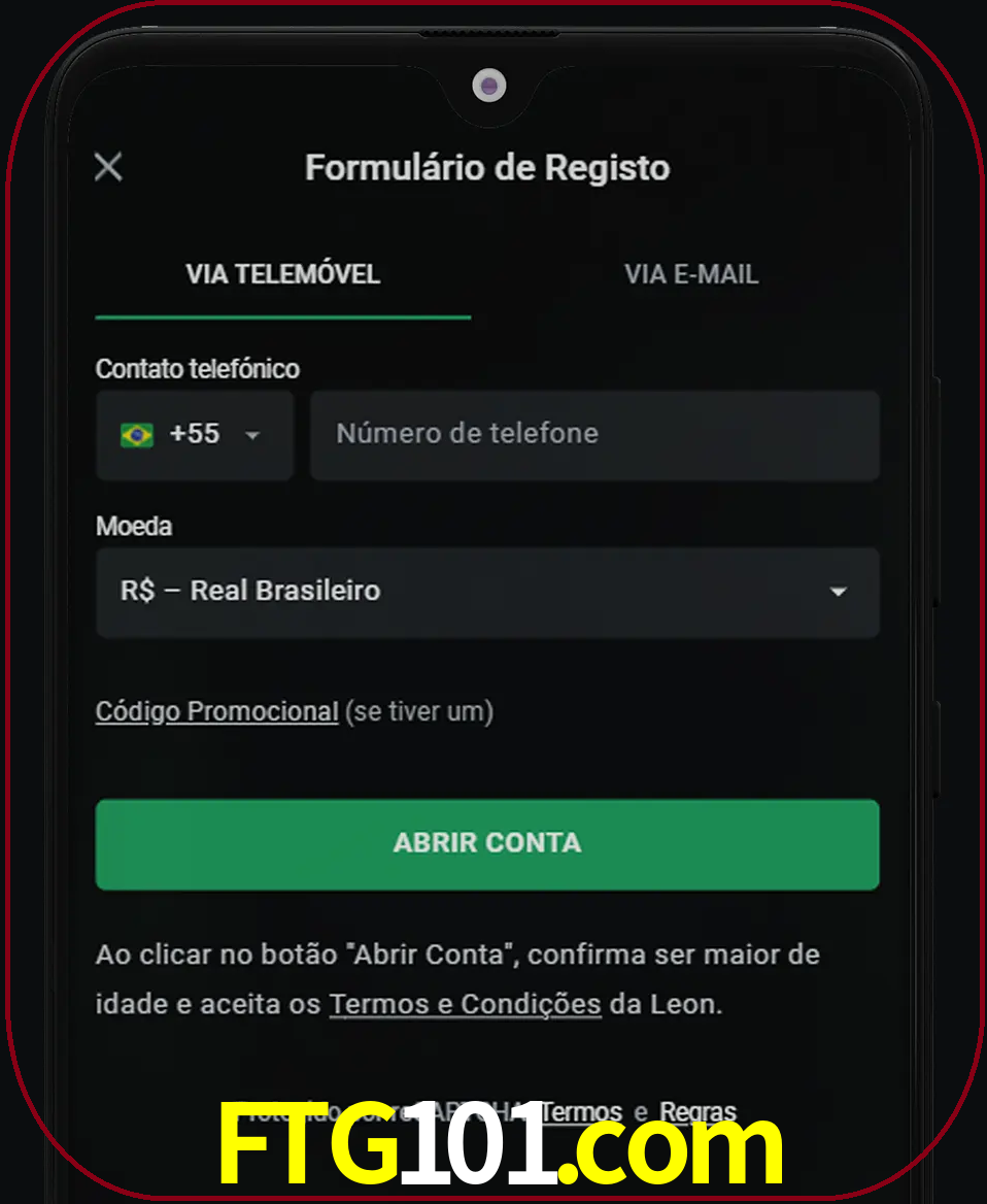 Abra o aplicativo e inicie o processo de registro.