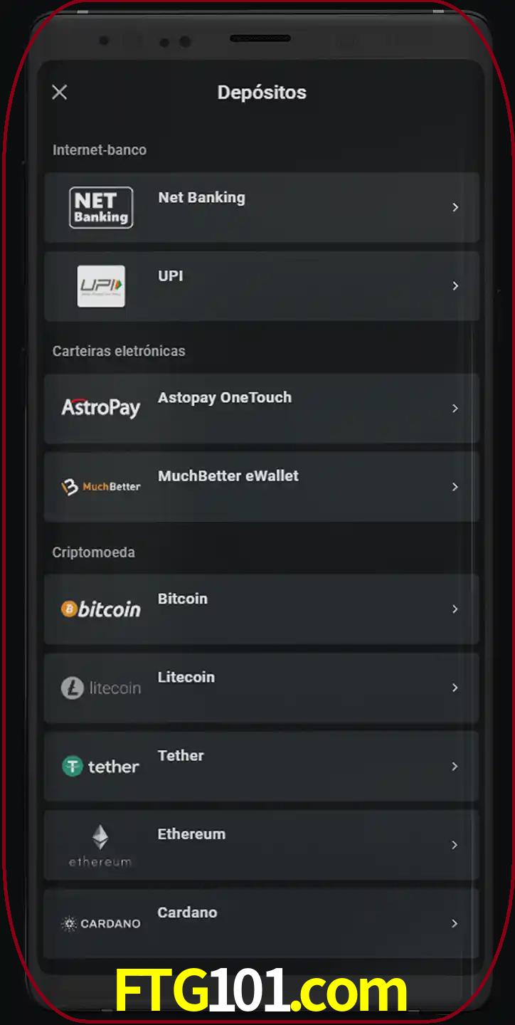 Você pode usar métodos alternativos de depósito.