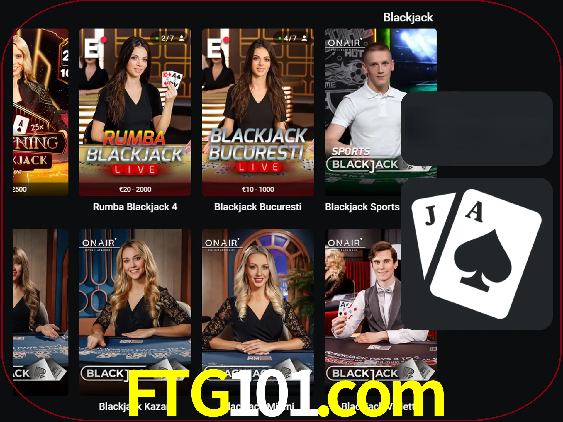 Escolha uma mesa completa de jogadores de blackjack.